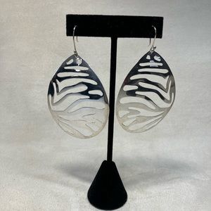Vintage HOB Mexico Sterling Silver Cut Out Teardrop Earrings
